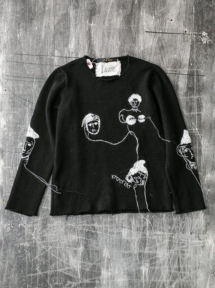 ARCHIVIO J.M.Ribot<br>HAND EMBROIDERED SWEATER / BLACK