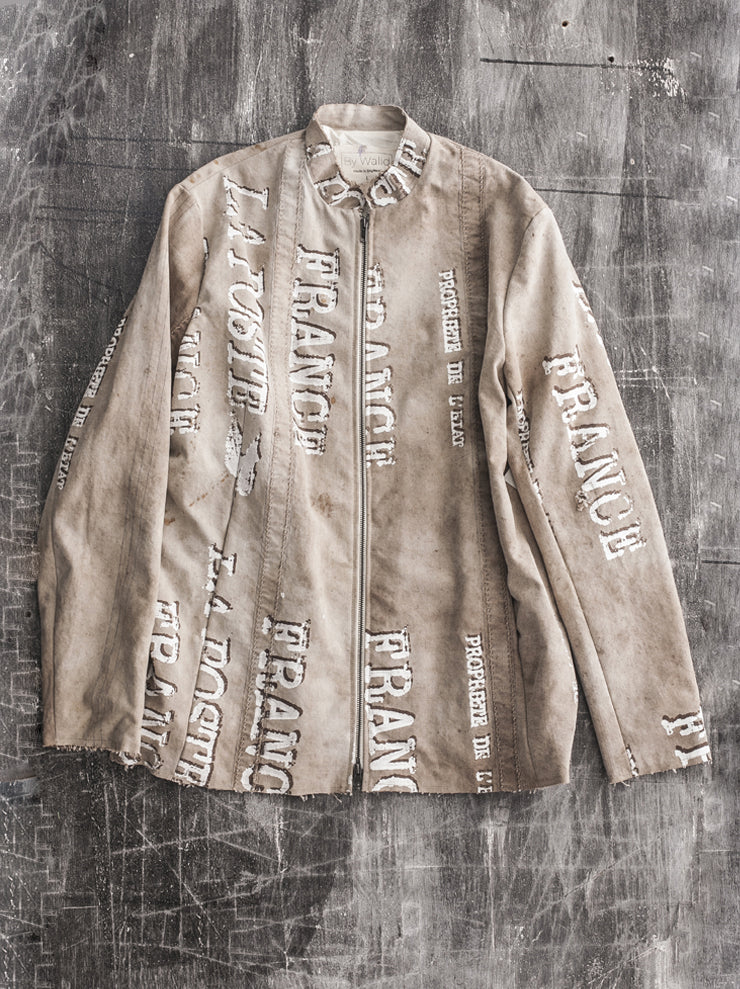 By Walid<br> Men's Albert jacket PRINT / military canvas cotton / SIZE L