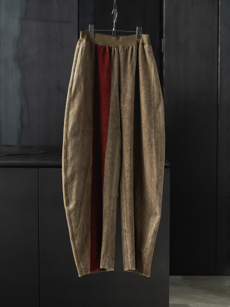 UMA WANG<br> WOMENS Pollock pants / TAN & RED