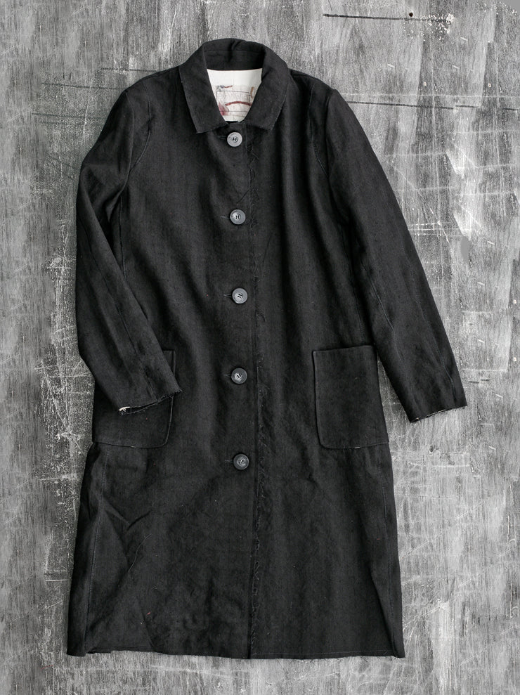 By Walid<br> Women's Loli Coat BLACK / scar stitch 19th century linen