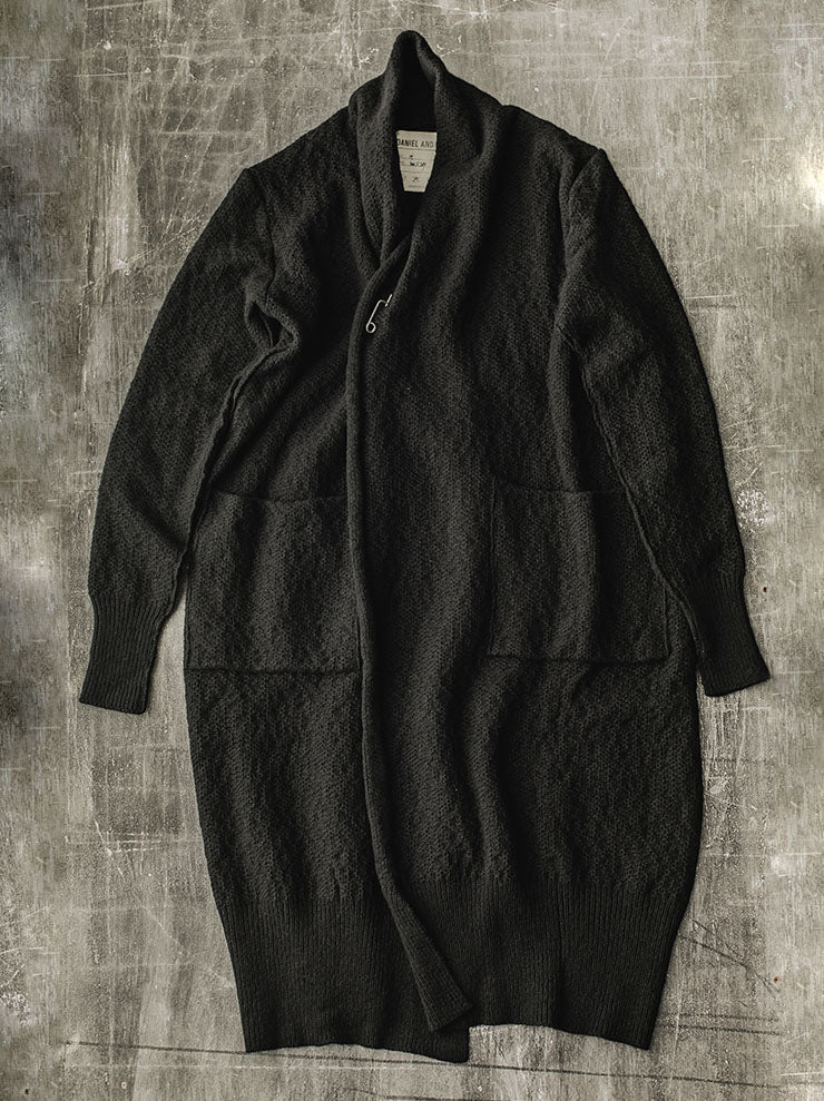 DANIEL ANDRESEN<br> GREEN long knit cardigan / BLACK