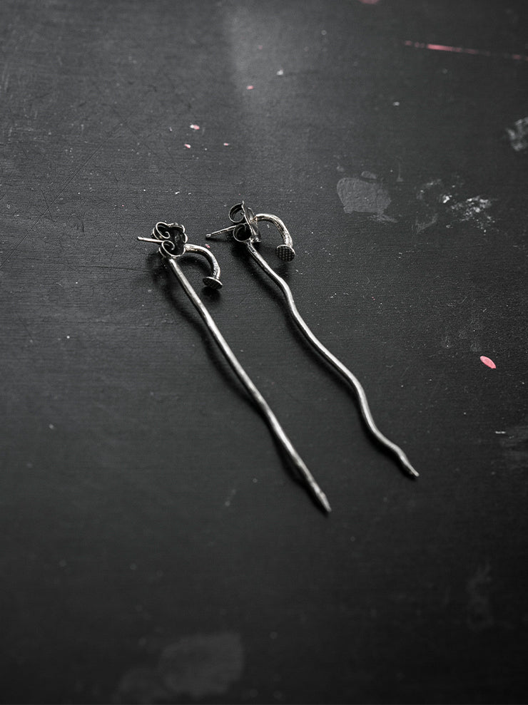 GUIDI<br> Silver nail earrings G-OR16 NTR