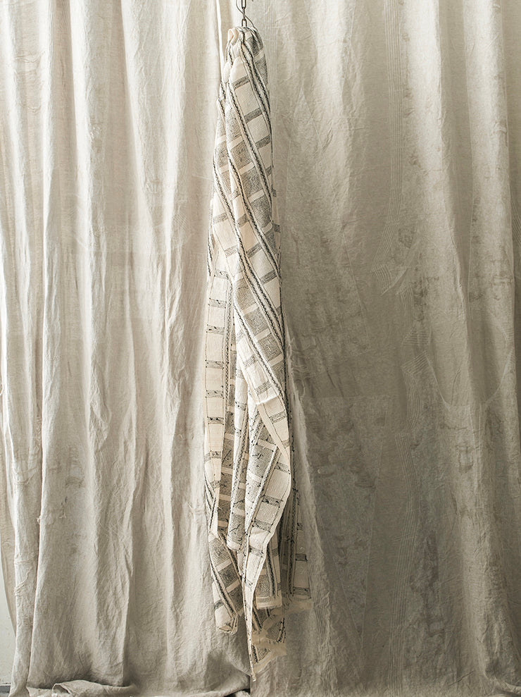 KHADI AND CO. <br>embroidered silk stole NATURAL