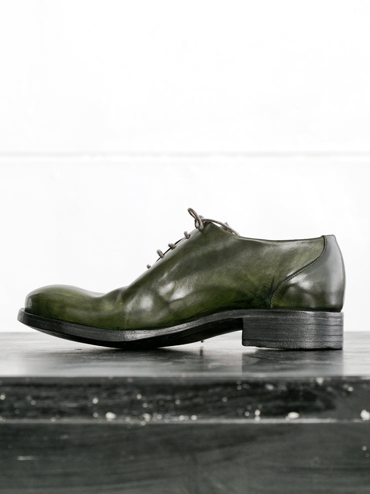 DIMISSIANOS&MILLER<br> Men's Cordovan Hole Cut Tan Derby Shoes GREEN