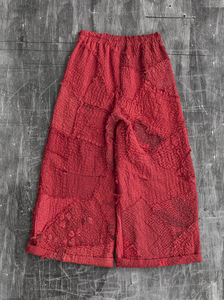 By Walid<br> Women's Daniela Trousers RED / repatch 19th century linen