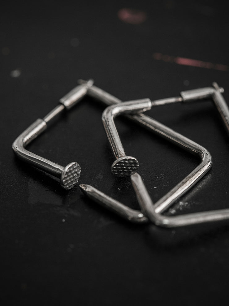 GUIDI<br> Silver square nail earrings G-OR12 NTR
