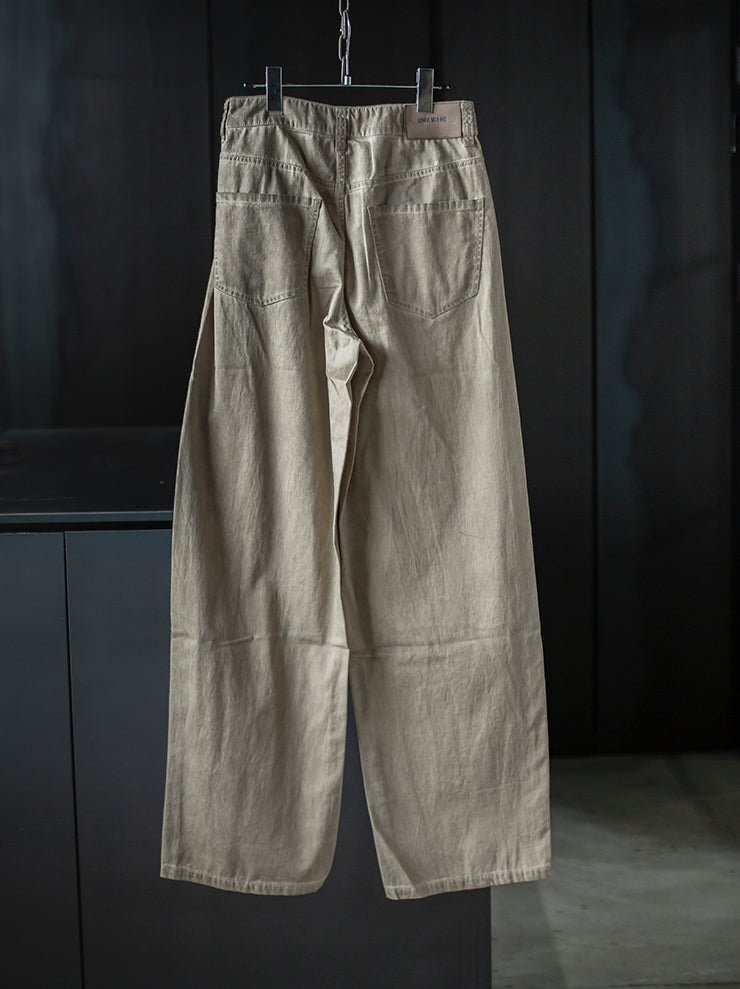 UMA WANG<br> WOMENS cotton trousers / TAN