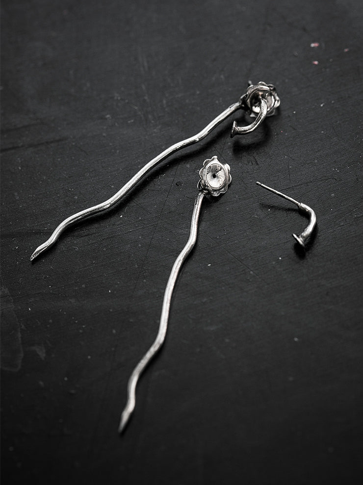 GUIDI<br> Silver nail earrings G-OR16 NTR