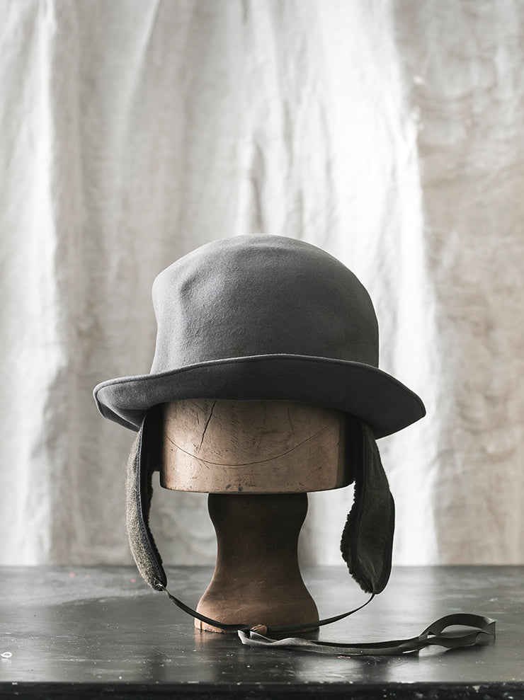 HORISAKI<br> RHPLU005EB Rabbit Fur Felt Ear Flap Hat GRAY