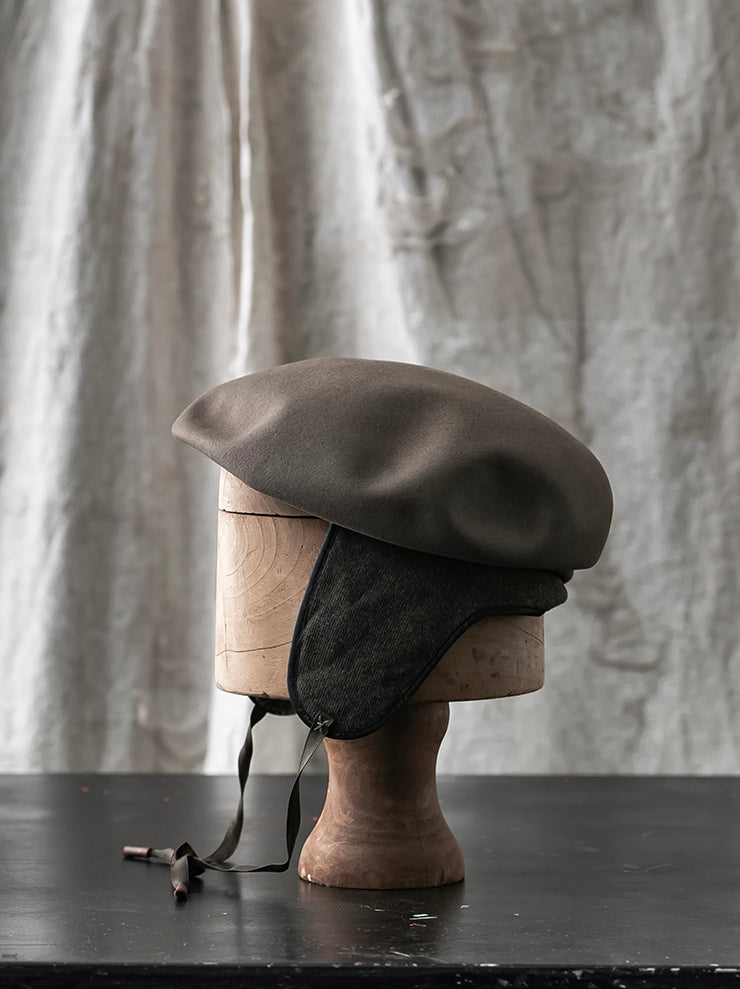 HORISAKI<br> Limited edition 2021 No. 02 Beaver Fur Felt Earflap Beret Cap/TAUPE EB