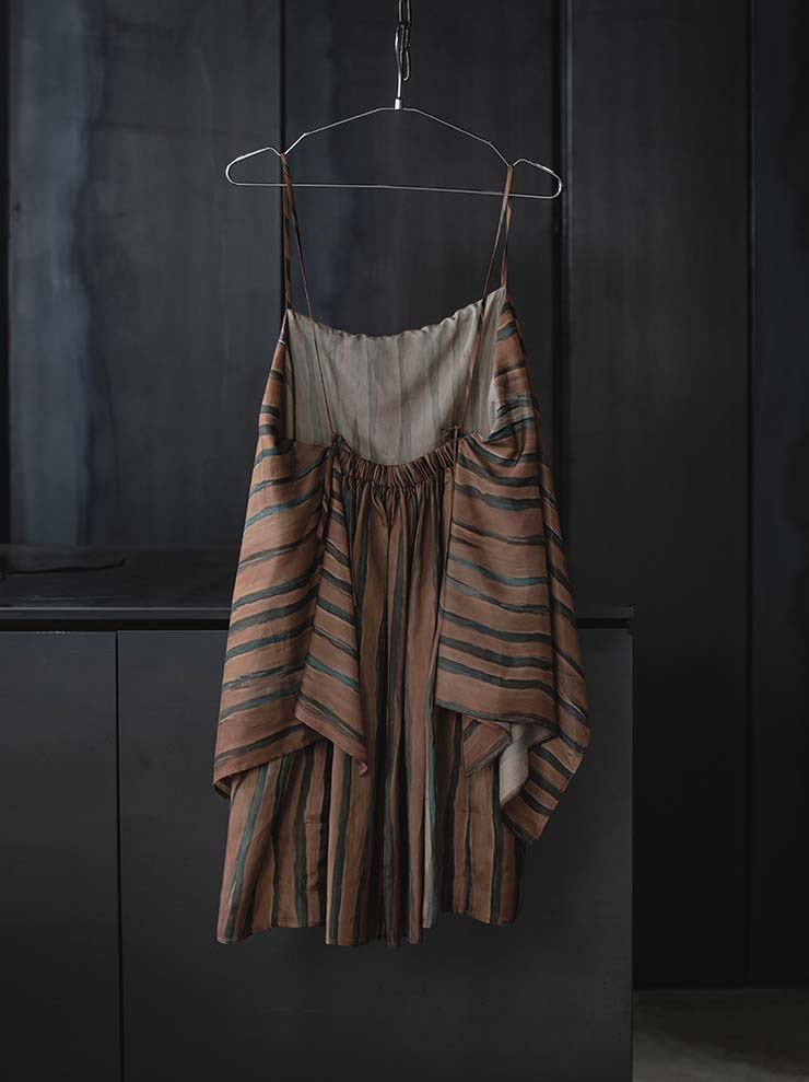 UMA WANG<br> WOMENS printed camisole tops / MUSTARD