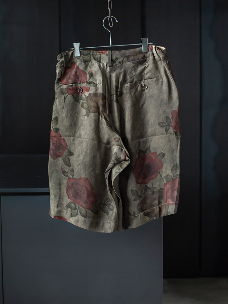 UMA WANG <br>MENS プリントショーツ / ARMY GREEN × RED