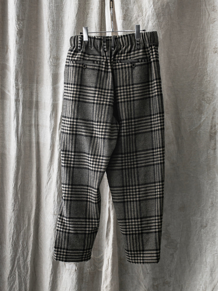 UMA WANG<br> Check wool pants / TAN & BLACK