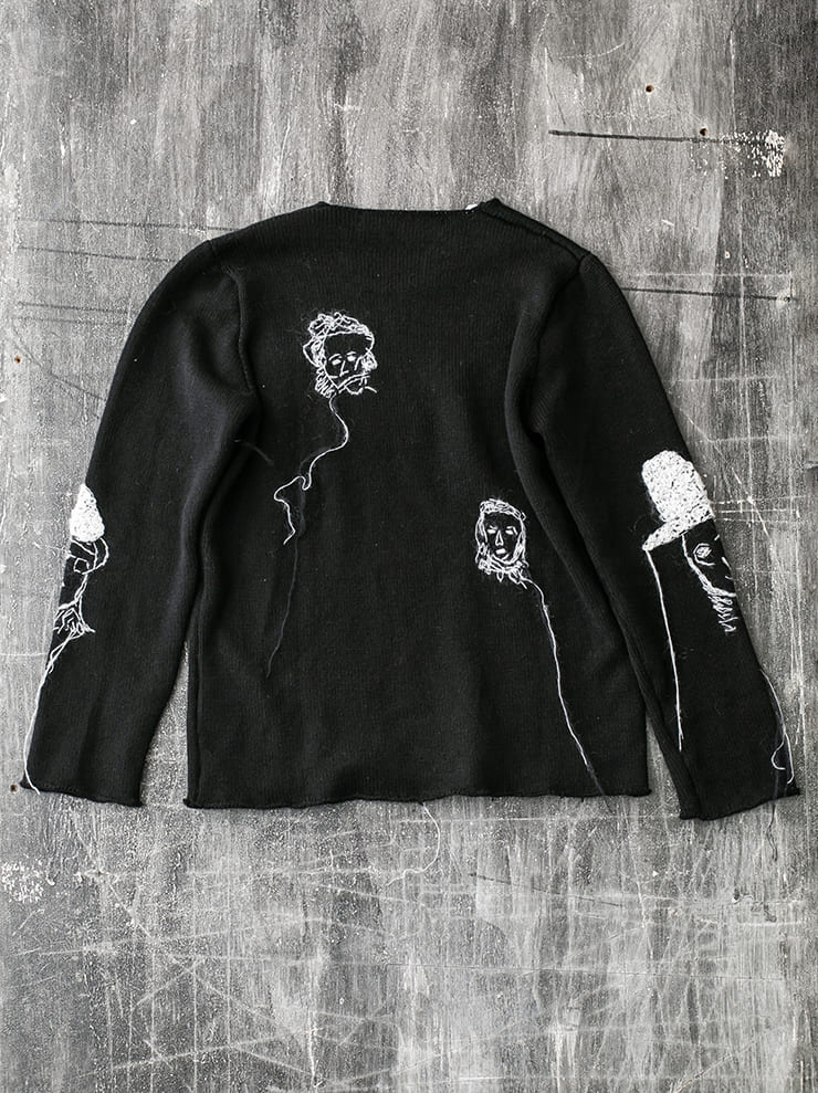 ARCHIVIO J.M.Ribot<br>HAND EMBROIDERED SWEATER / BLACK
