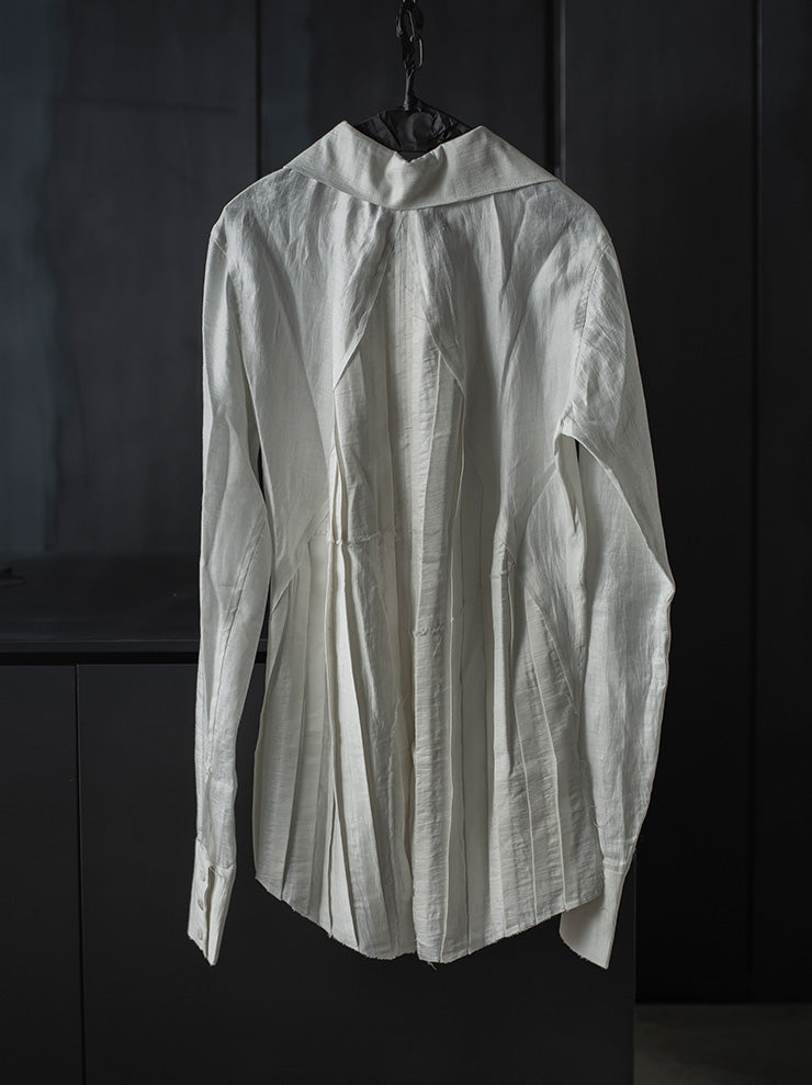 OLUBIYI THOMAS<br>UNISEX バックプリーツシャツ / WHITE