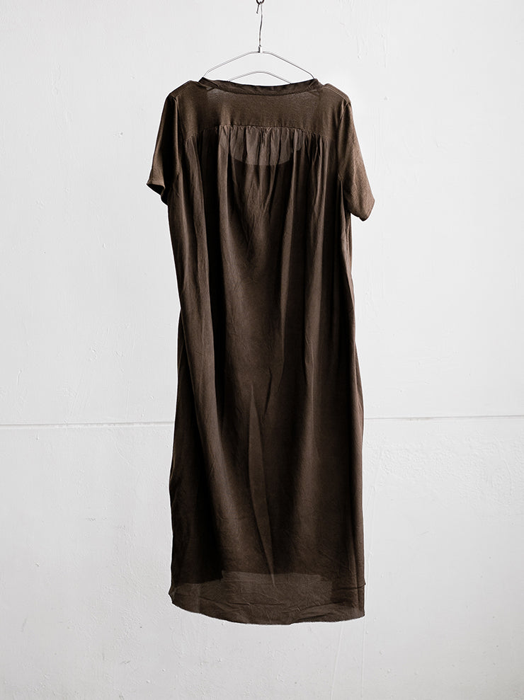 UMA WANG<br> Front-back switching dress BROWN