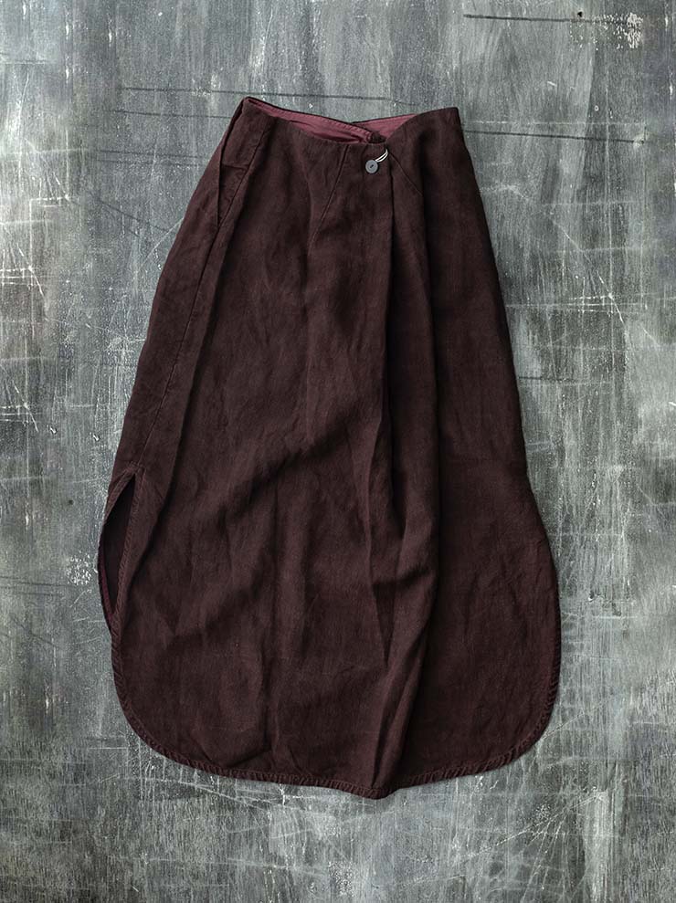 ATELIER SUPPAN<br>WOMENS リネンスカート /  DARK BURGUNDY RED