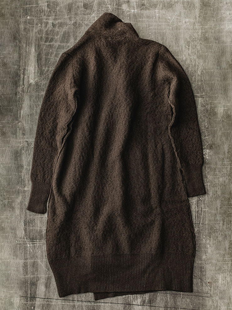 DANIEL ANDRESEN<br> GREEN long knit cardigan / CHOCOLATE
