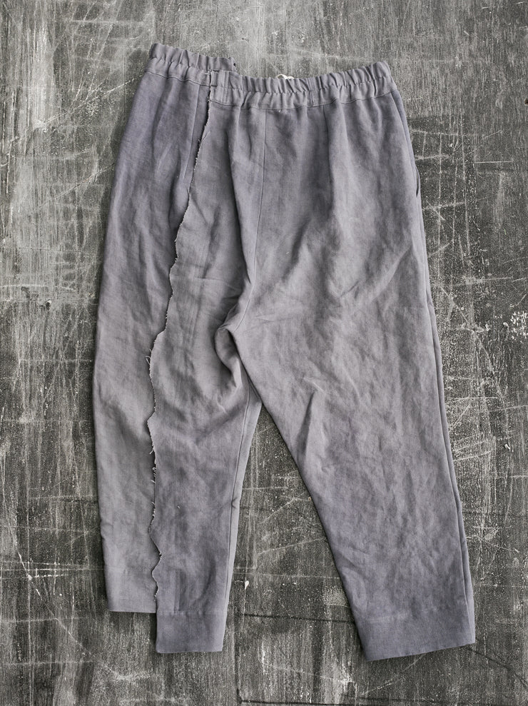 By Walid<br> Men's cut-and-sew Molton trousers CHARCOAL / 19th century linen