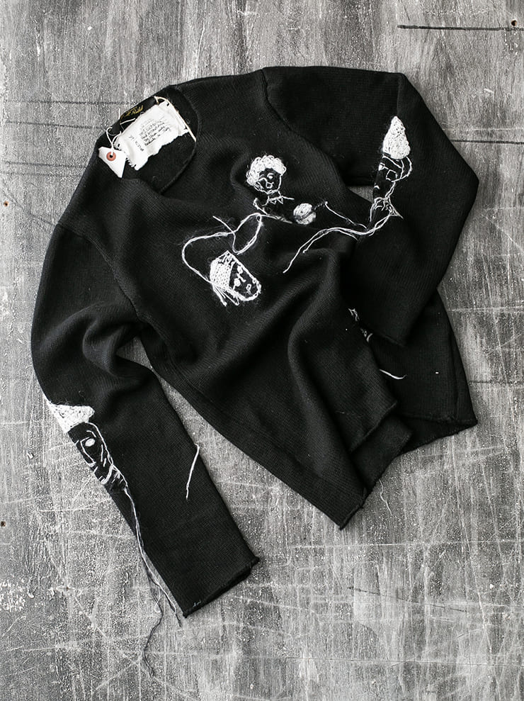 ARCHIVIO J.M.Ribot<br>HAND EMBROIDERED SWEATER / BLACK