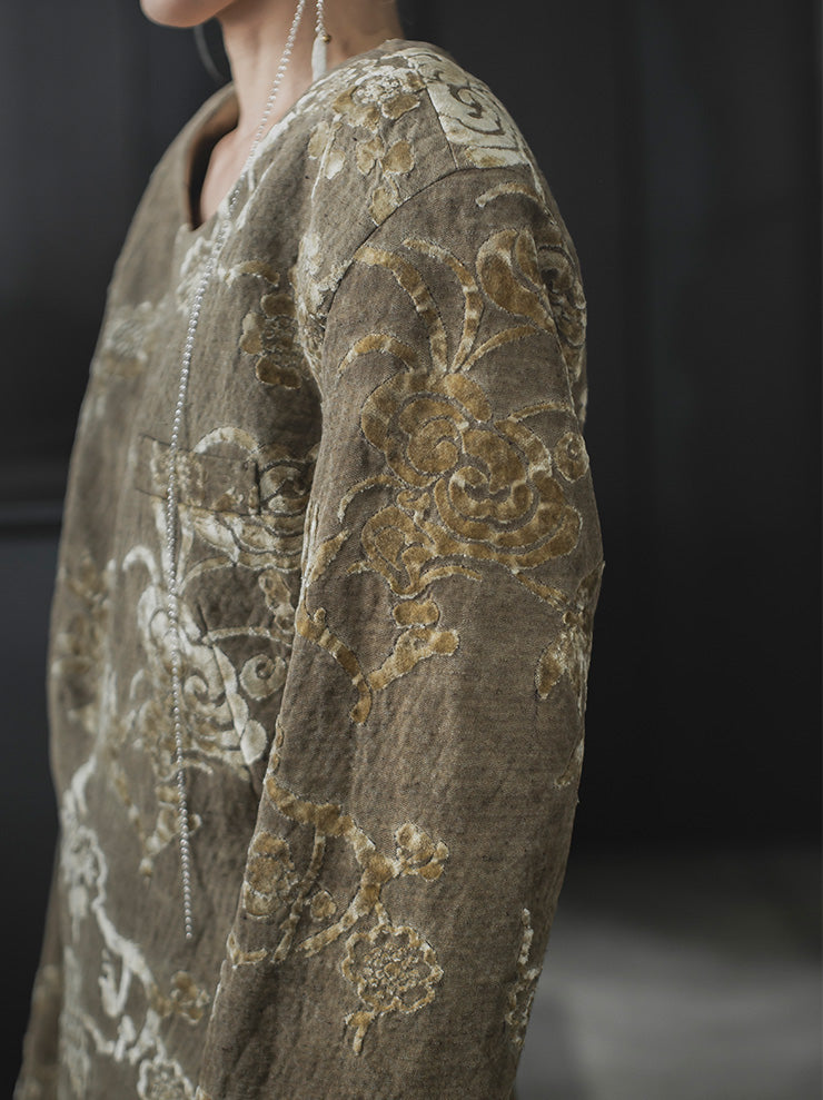UMA WANG <br>Womens ショートプルオーバージャケット / BROWN & TAN