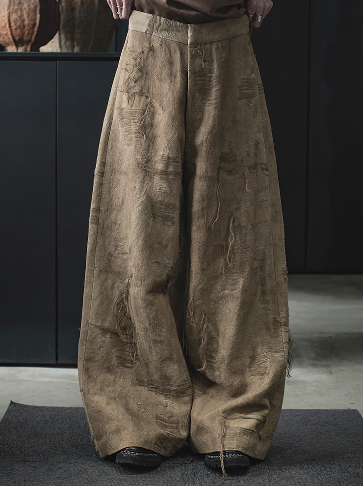 UMA WANG<br> WOMENS jacquard wide pants / TAN
