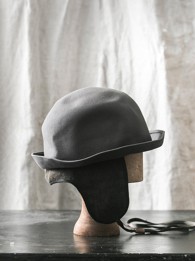 HORISAKI<br> RHPLU005EB Rabbit Fur Felt Ear Flap Hat GRAY