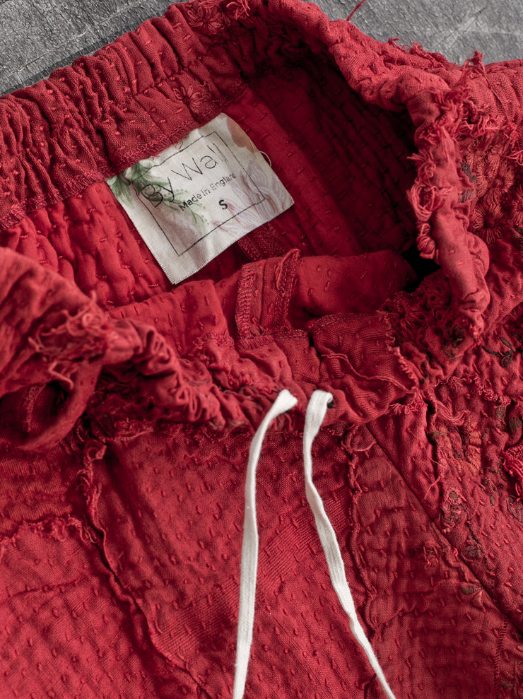 By Walid<br> Women's Daniela Trousers RED / repatch 19th century linen