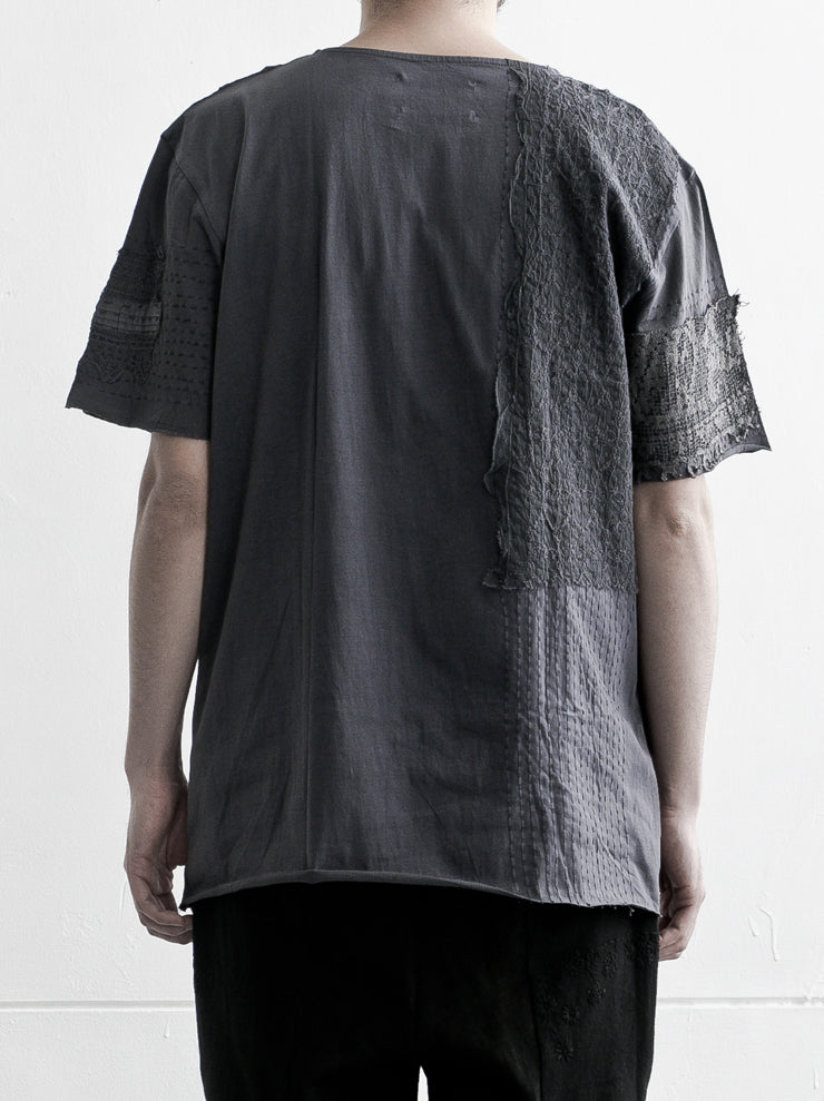 By Walid <br>Men's Cotton Jersey Lace Regular T-Shirt ALMOST BLACK