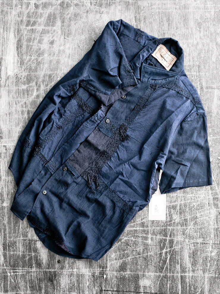 By Walid<br />メンズセンスシャツ INDIGO / light mahama / size L