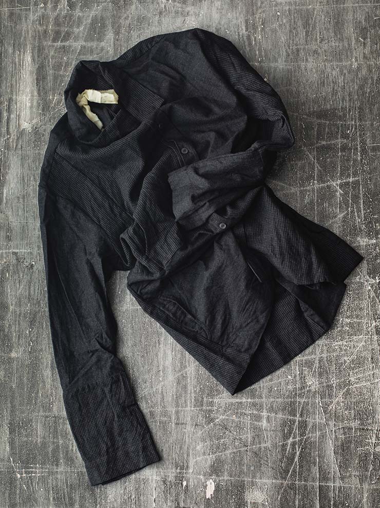 ATELIER SUPPAN<br> MENS mixed material wool pocket shirt