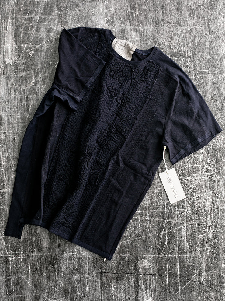 By Walid<br> Men's Tatum T-shirt INDIGO / cotton manilla emb / size L