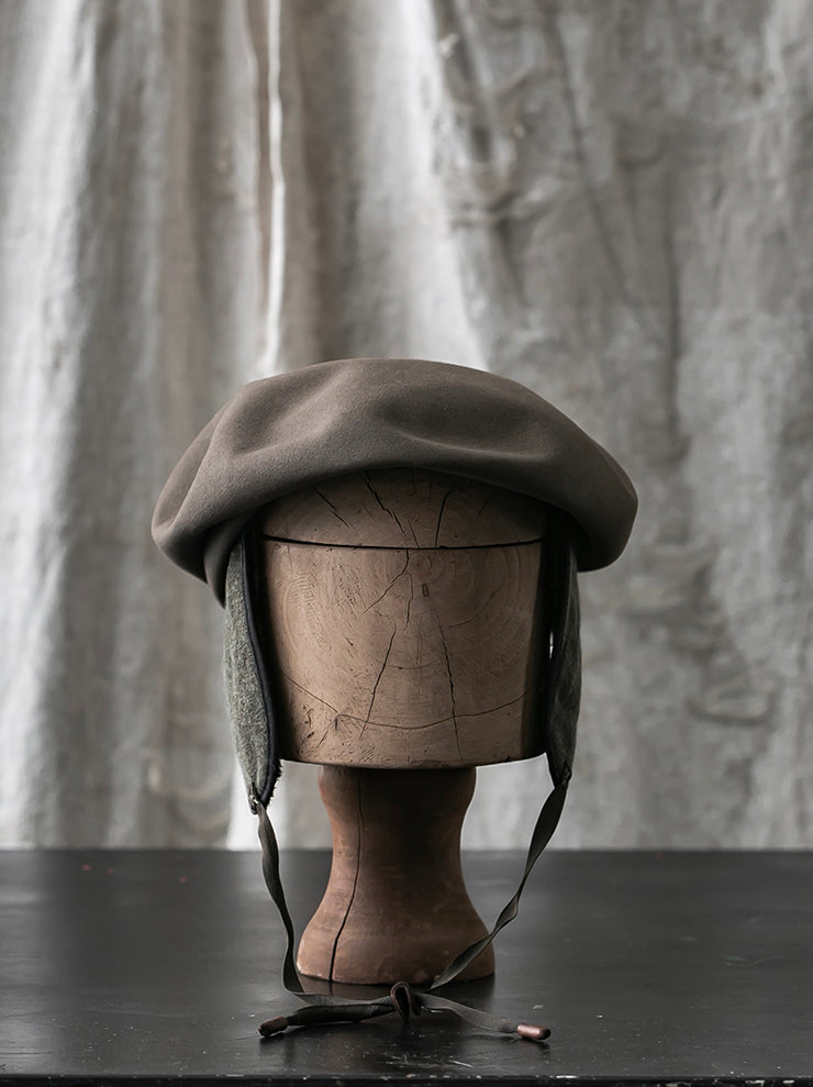 HORISAKI<br> Limited edition 2021 No. 02 Beaver Fur Felt Earflap Beret Cap/TAUPE EB
