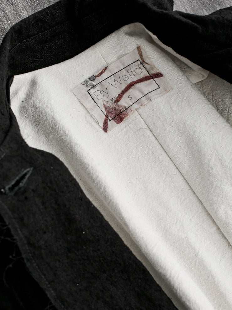 By Walid<br> Women's Loli Coat BLACK / scar stitch 19th century linen