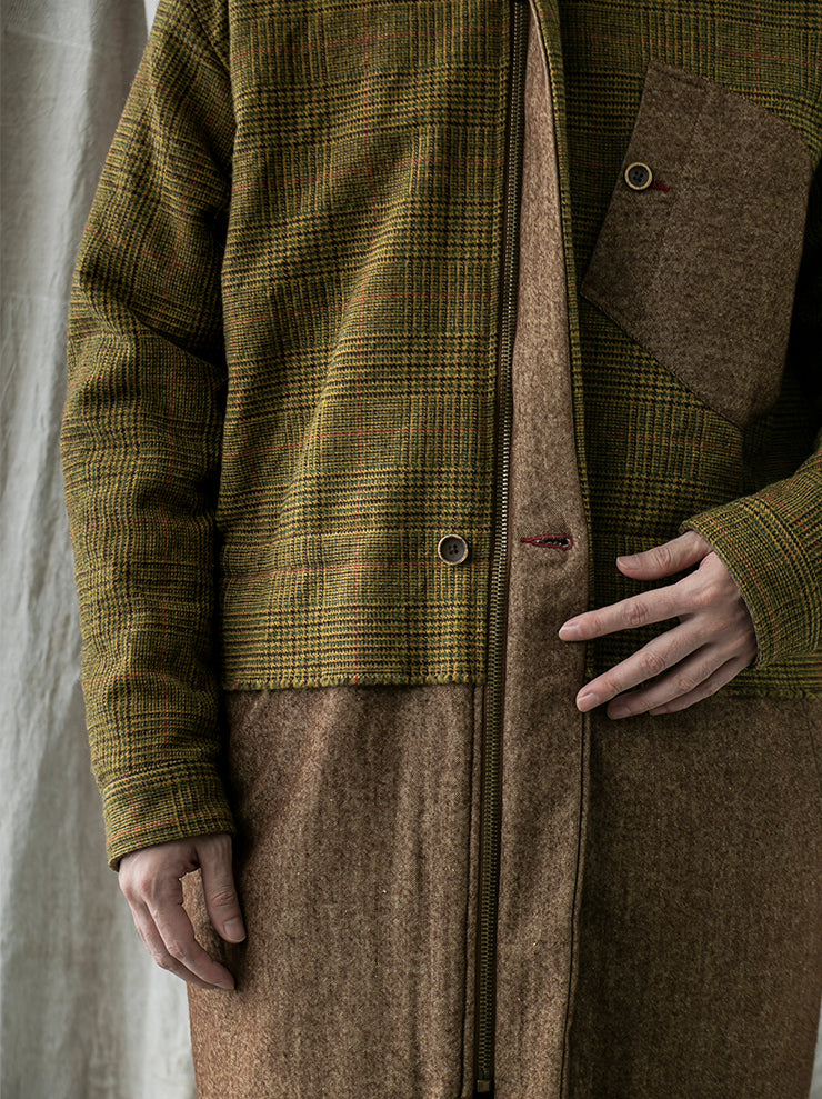 UMA WANG<br> Switchable hood wool coat / MANGO & BROWN