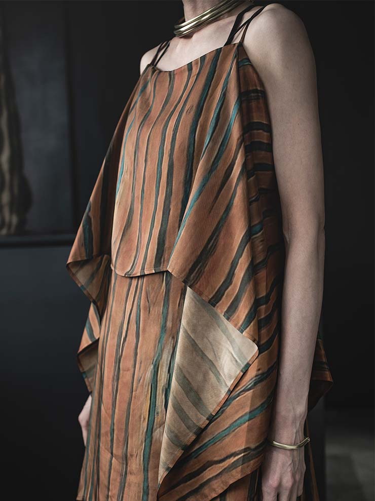 UMA WANG<br> WOMENS printed camisole tops / MUSTARD