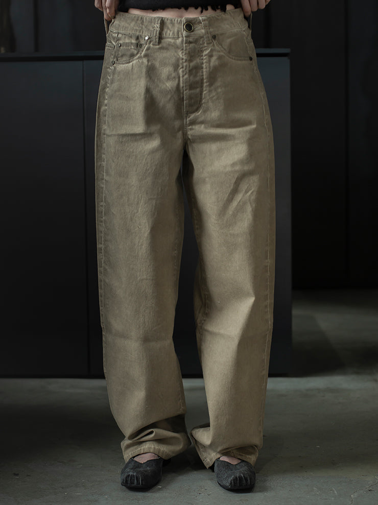 UMA WANG<br> WOMENS cotton trousers / TAN