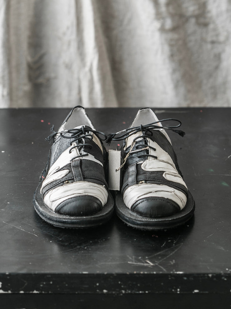 MATTHIAS WINKLER<br> MENS Antique Leather Gloves & Vintage Biker Leather Pants Shoes STRIZZI / Black & White