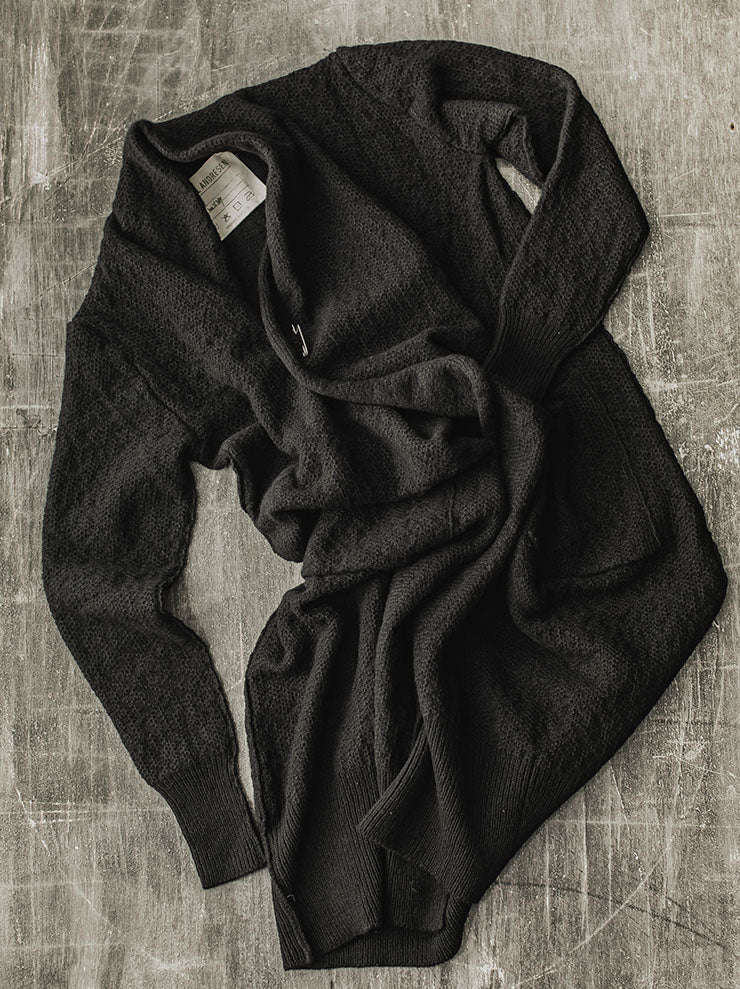 DANIEL ANDRESEN<br> GREEN long knit cardigan / BLACK