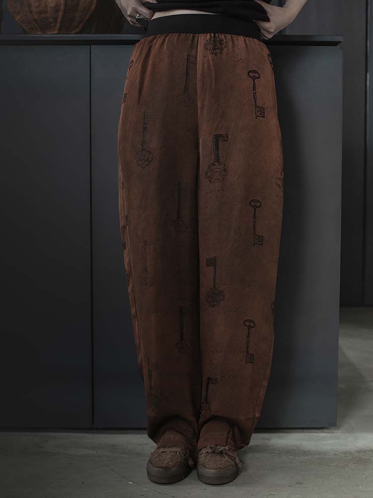 UMA WANG<br> WOMENS PRINTED PANTS / DARK ROSE