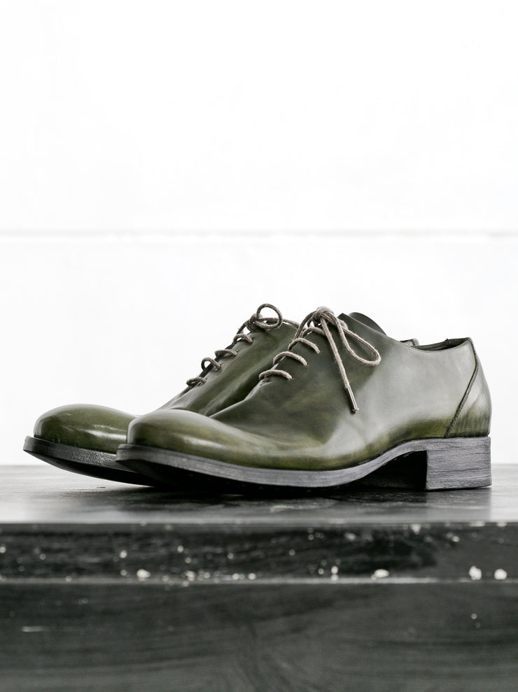 DIMISSIANOS&MILLER<br> Men's Cordovan Hole Cut Tan Derby Shoes GREEN