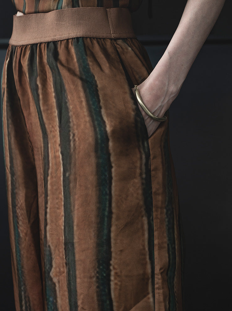 UMA WANG<br> WOMENS printed wide pants / MUSTARD