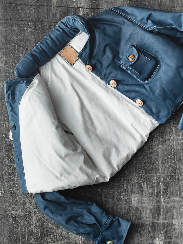 THE BACKWARD VENDOR<br> UNISEX Flying Short Jacket / INDIGO