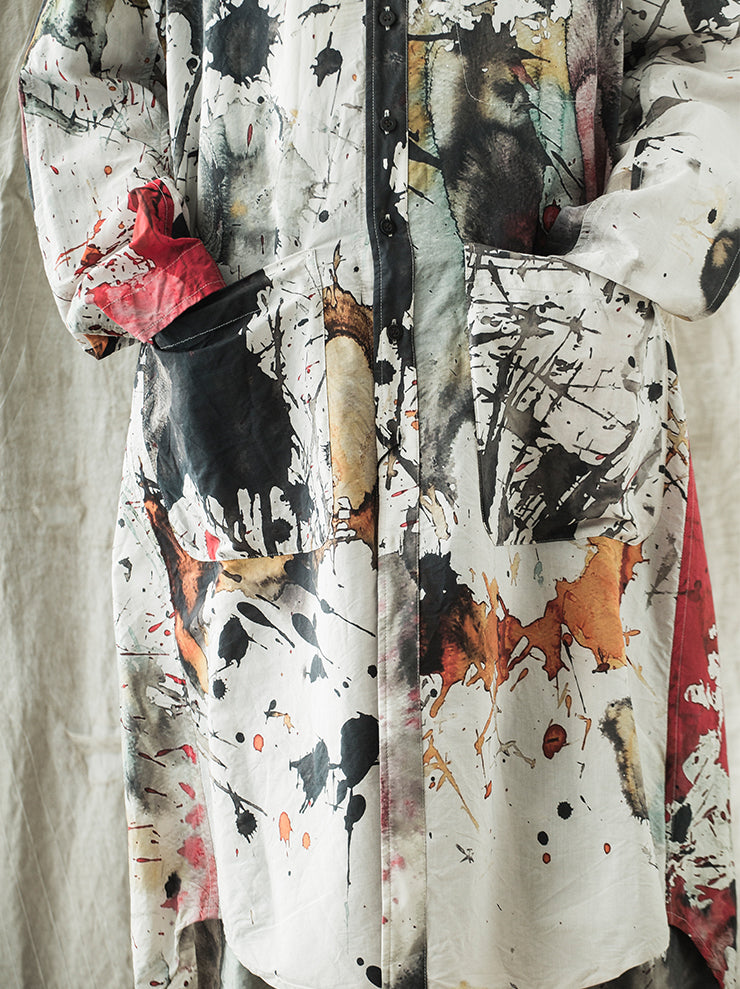 DISTORTION3<br> UNISEX Oversized Long Shirt (MASATO TSUTSUMI) COLOR PAINT