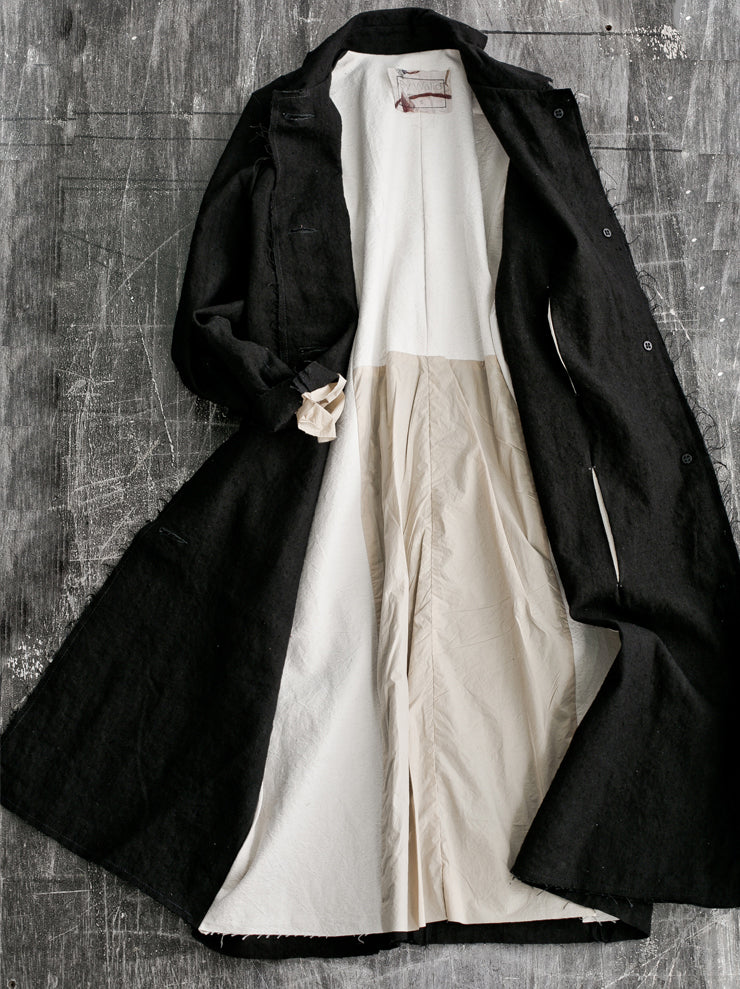 By Walid<br> Women's Loli Coat BLACK / scar stitch 19th century linen