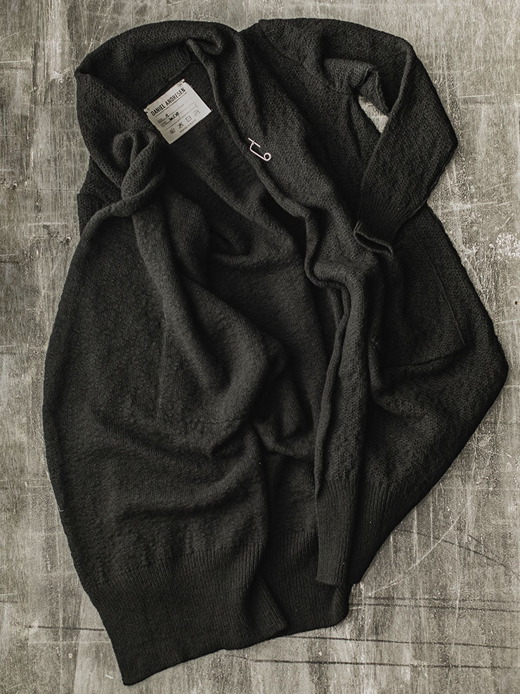 DANIEL ANDRESEN<br> GREEN long knit cardigan / BLACK
