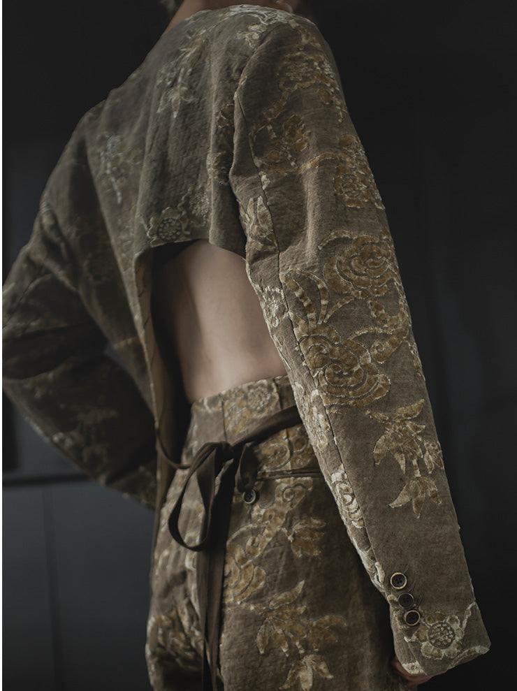 UMA WANG <br>Womens ショートプルオーバージャケット / BROWN & TAN