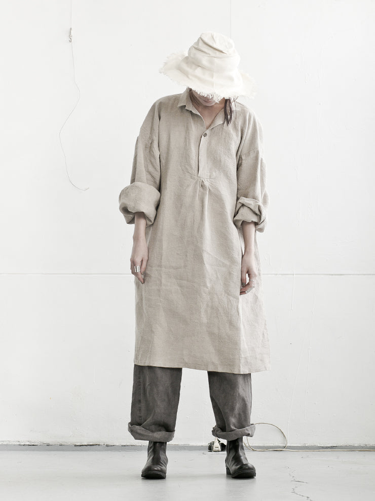 HORISAKI<br> Unisex low linen tunic NATURAL LINEN