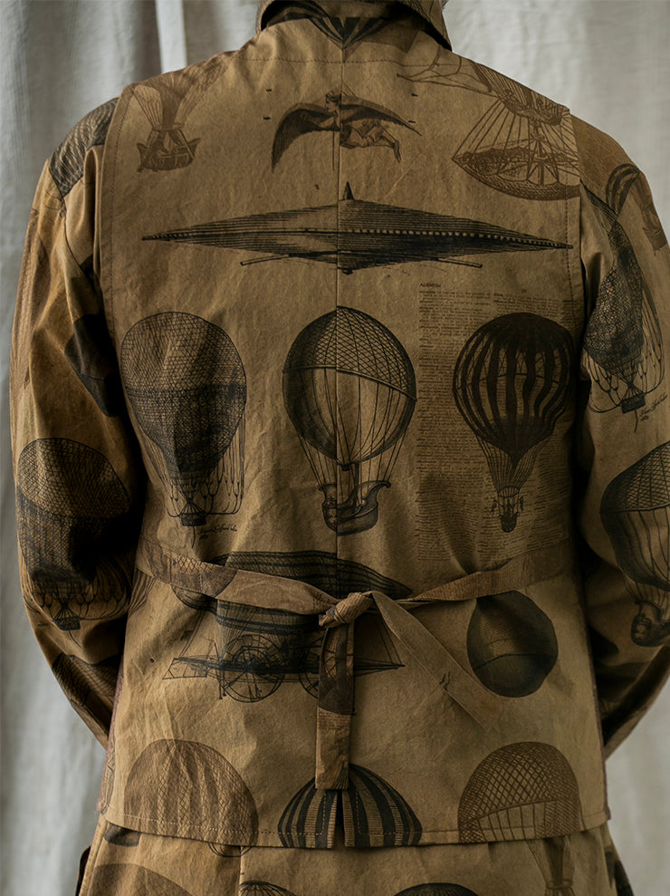 UMA WANG<br> Sleeveless jacket / BROWN & TAN