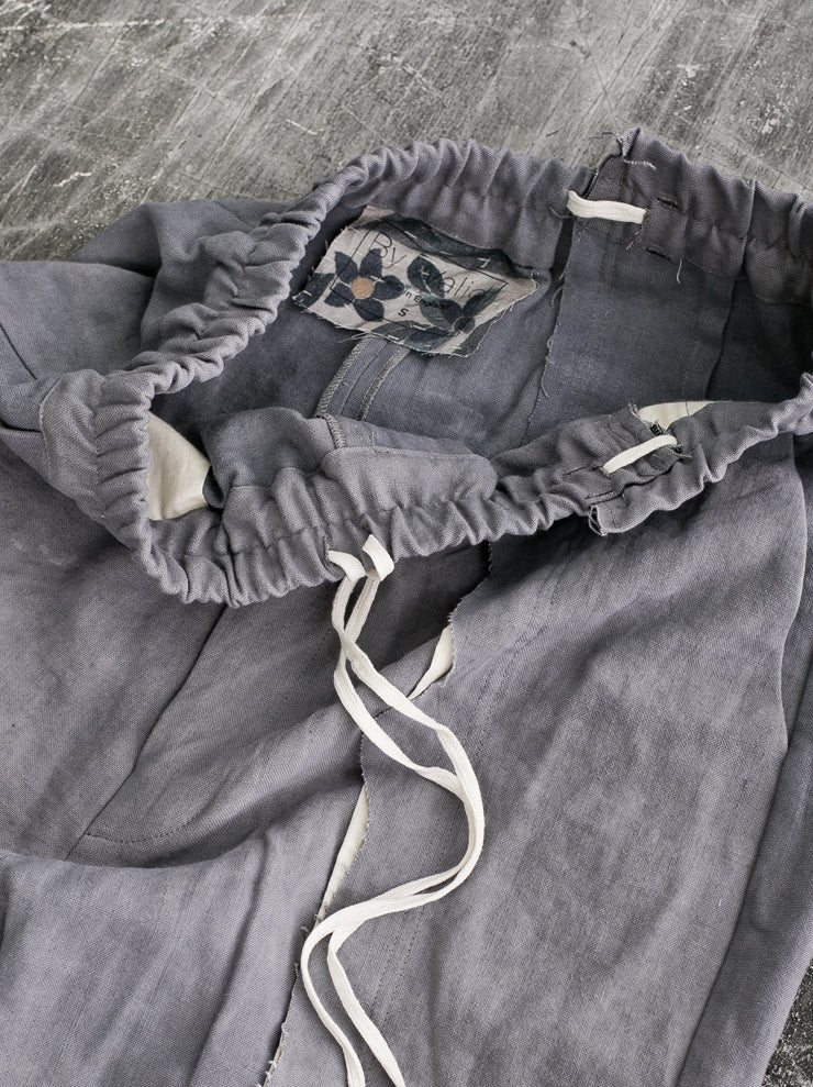 By Walid<br> Men's cut-and-sew Molton trousers CHARCOAL / 19th century linen